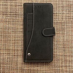 Asuwish Black Faux Suede Wallet Phone Case Samsung Note 10 Magnetic Closure